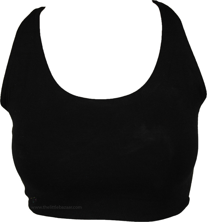 Onyx Crisscross Cropped Length Tie Up Top, Midnight Web Crop Top with Crisscross Tie Back