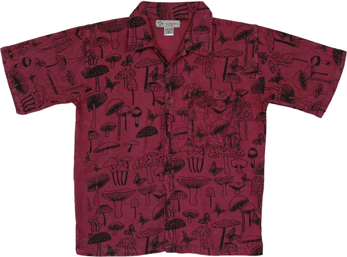 Enchanted Mushroom Cotton Button-Down Shirt