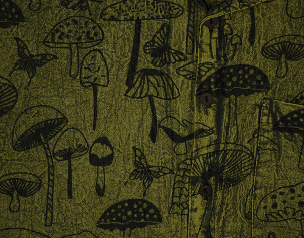 Mossy Mushroom Cotton Boho Button-Down Shirt