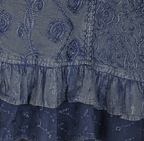 Washed Denim Blue Embroidered Cami Tank Top