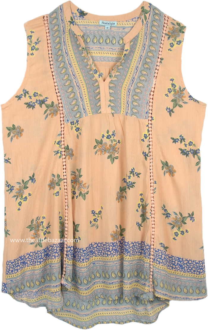 Boho Salmon Summer Sleeveless Cute Top