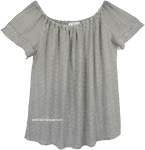 XL Size Boho Top Silver Grey Rayon with Embroidery