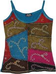 Hippie Embroidered Tank Top in Teal [6534]