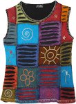 Hippie Embroidered Sleeveless Top in Multicolor [6535]