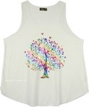 Resort Wear Tank Top with Metallic Colorful Tree Graphic [6661]