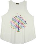 Metallic Tree of Life Graphic Sleeveless White Tee