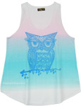 Lucky Owl Polyester Tank Top in Summer Shades [6662]