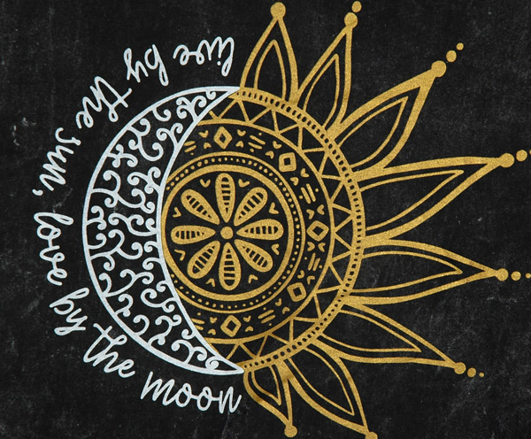 Stonewashed Black True Hippie Sun Moon Tank Top