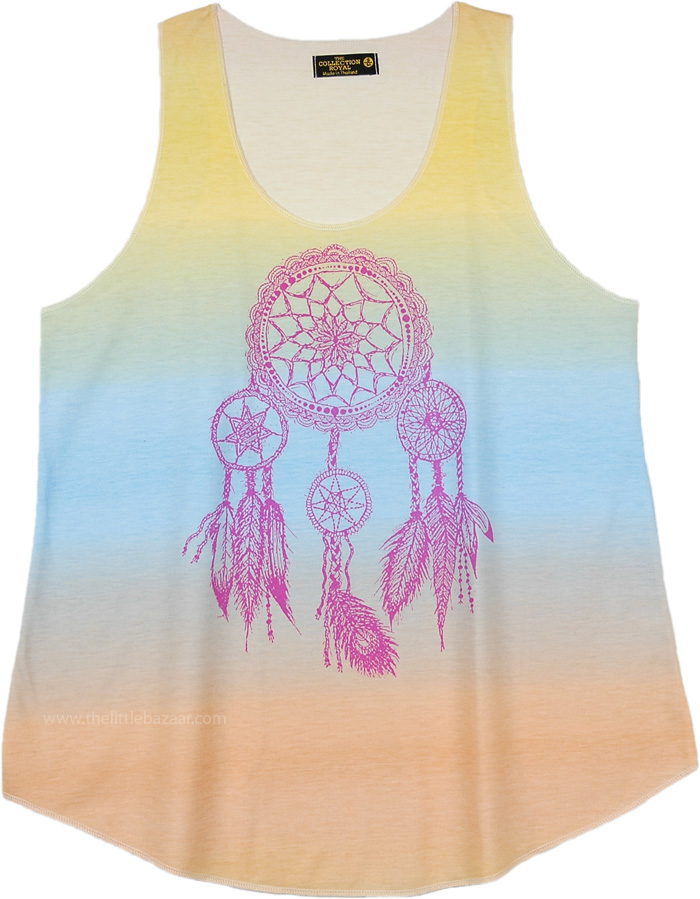 Pastel Dreamcatcher Graphic Hippie Boho Tank Top
