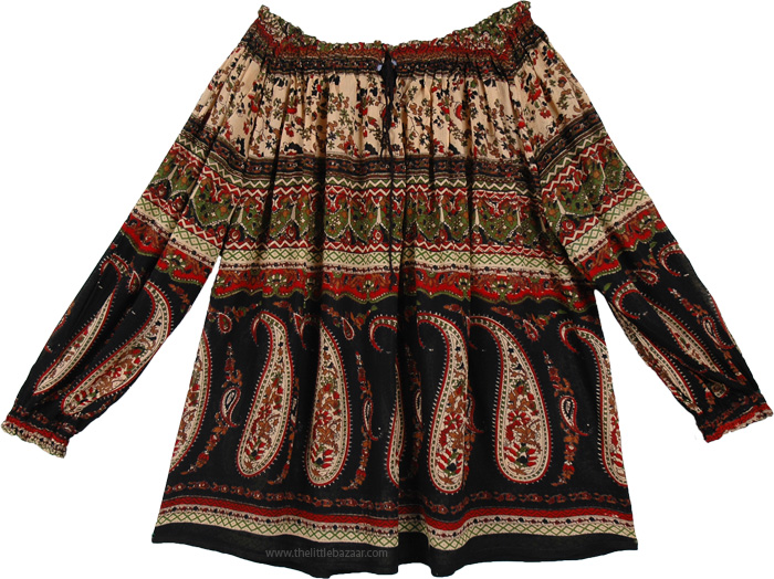 Floral Style Jaffa Embroidered Black Tunic