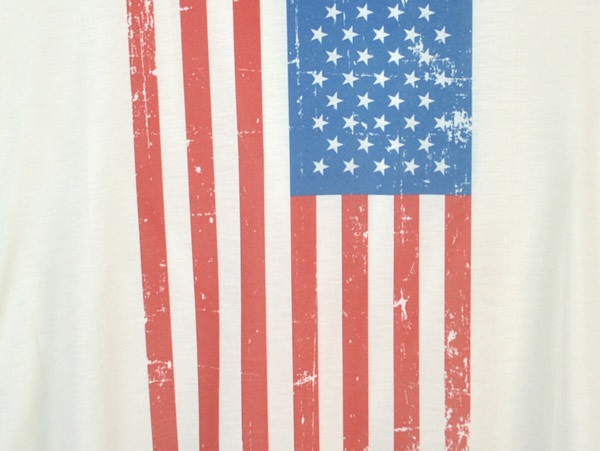 US Flag Scoop Neck Tank Top in White