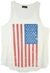 US Flag Scoop Neck Tank Top in White