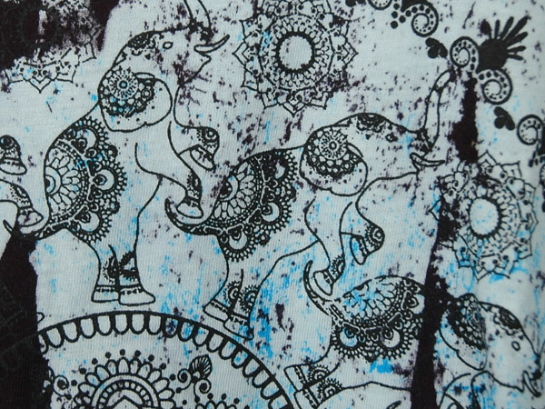 Ice Blue Elephant Mandala Printed Cotton Tank Top