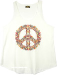 Floral Peace Sign Graphic Hippie Tank Top