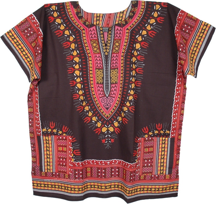 Plus Size Dashiki African Unisex Cotton Shirts in Black