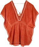 Orange Kaftan Cover Up in Cotton with Empire Waist