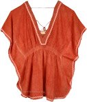 Orange Kaftan Cover Up in Cotton with Empire Waist