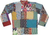 Multicolored Cotton Patchwork Shirt with Front Pocket [8050]