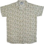 Cool White Shirt with Short Sleeves and Floral Print [8147]