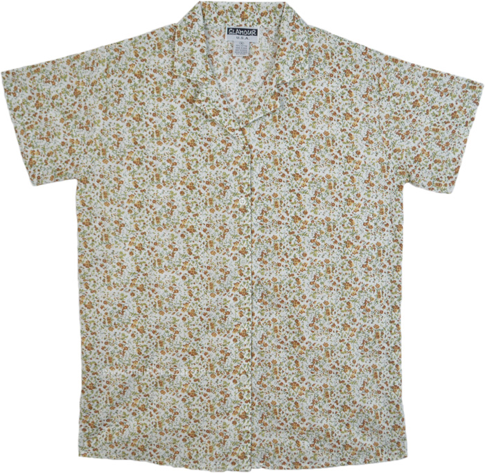 Floral Printed White Cotton Voile Summer Shirt