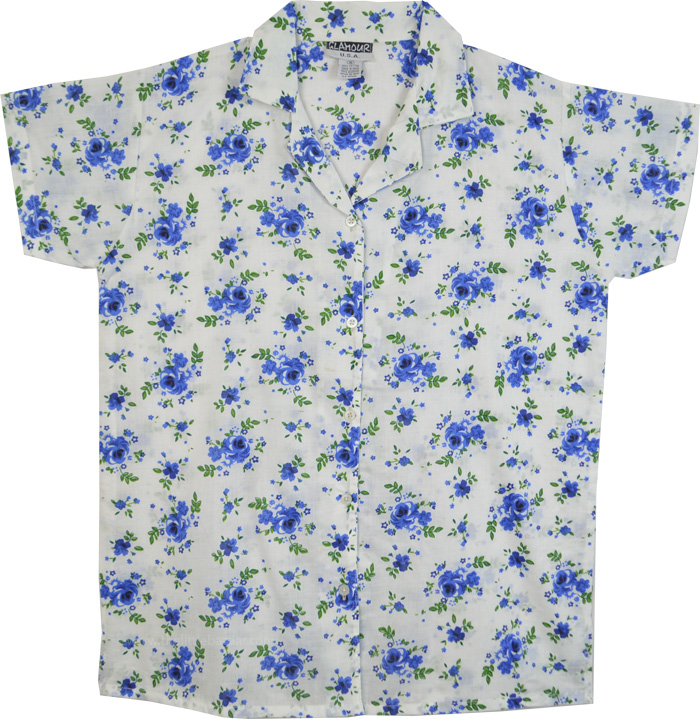 Cornflower White Cotton Summer Shirt
