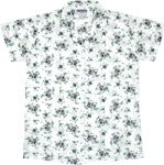 Cool White Shirt with Short Sleeves and Floral Print [8152]