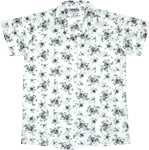 Dark Rose Floral White Cotton Voile Summer Shirt