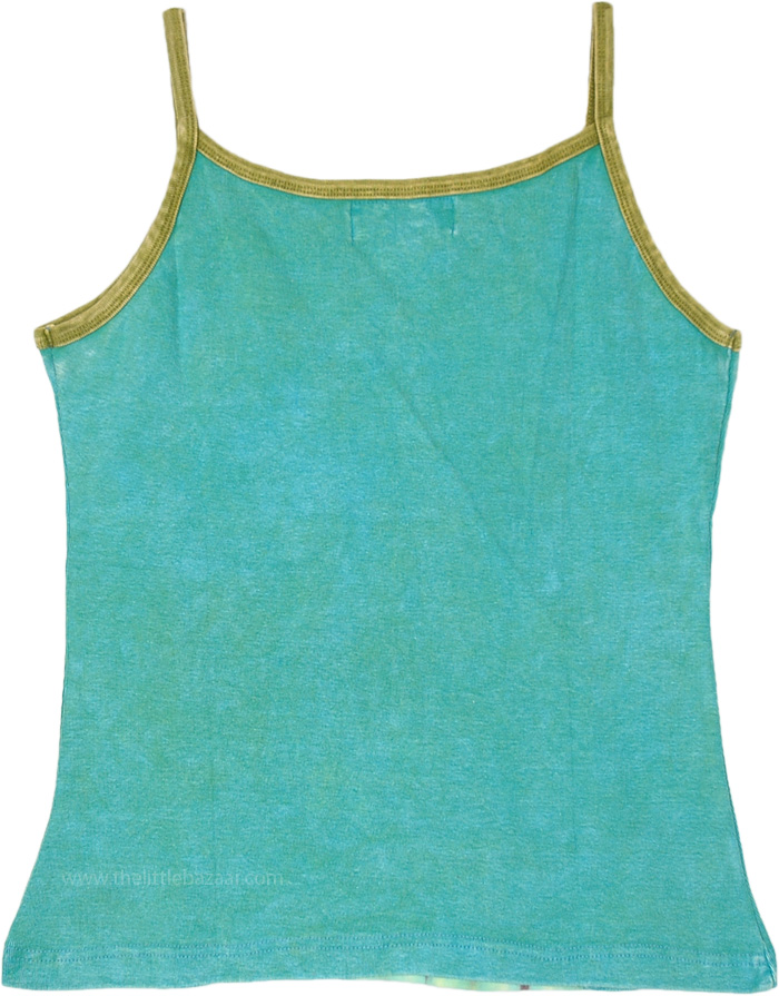 Aqua Blue Razor Cut Cotton Hippie Tank Top | Tunic-Shirt | Turquoise ...