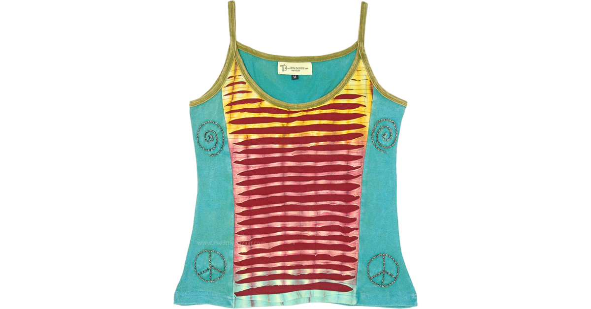 Aqua Blue Razor Cut Cotton Hippie Tank Top | Tunic-Shirt | Turquoise ...