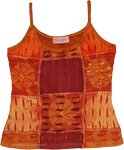 Passionate Orange-red Hued Patchwork top in Cotton [8579]