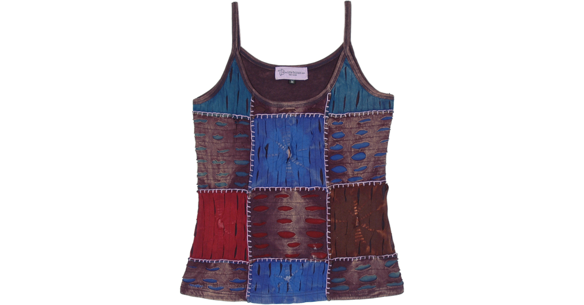 Arabian Nights Patchwork Top with Razor Cut Details | Tunic-Shirt