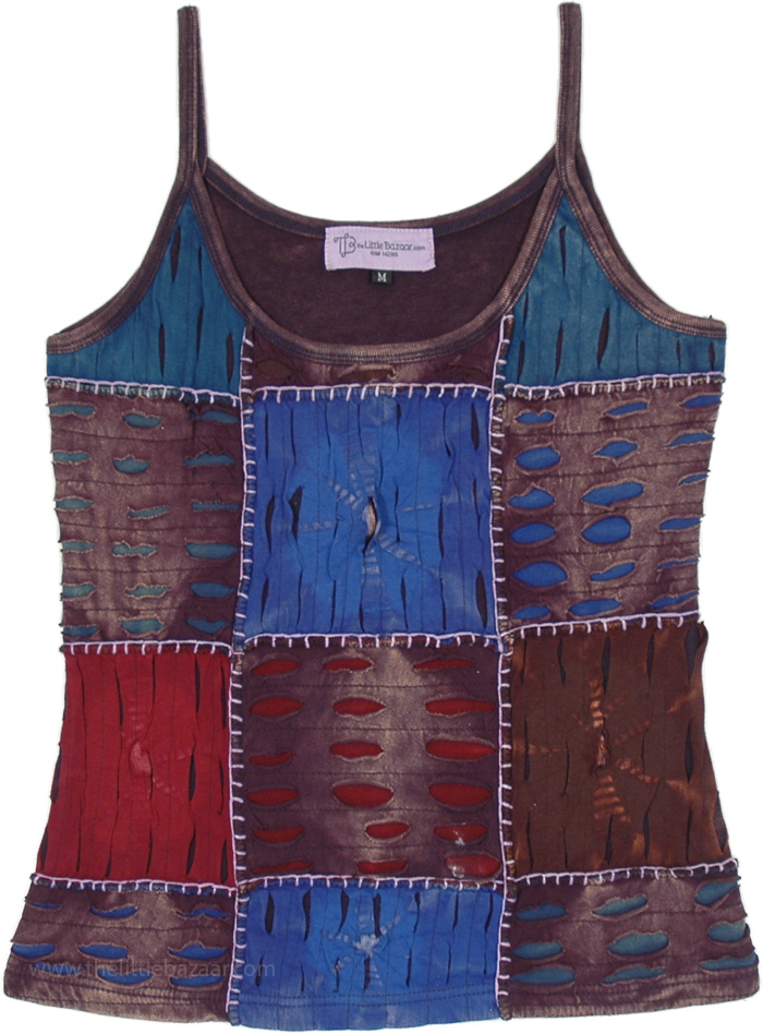 Arabian Nights Patchwork Top with Razor Cut Details