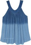 Bohemian Tank Top in Denim Blue Ombre with Embroidery [8600]