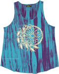 Icy Blue Cotton Hippie Graphic Tank Top [8615]