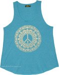 Lotus Mandala with Peace Symbol Summer Tank Top