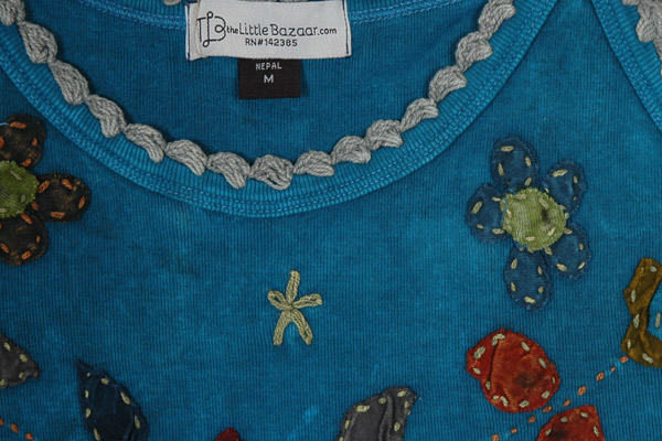 Aquamarine Dreams Floral Applique Tank Top