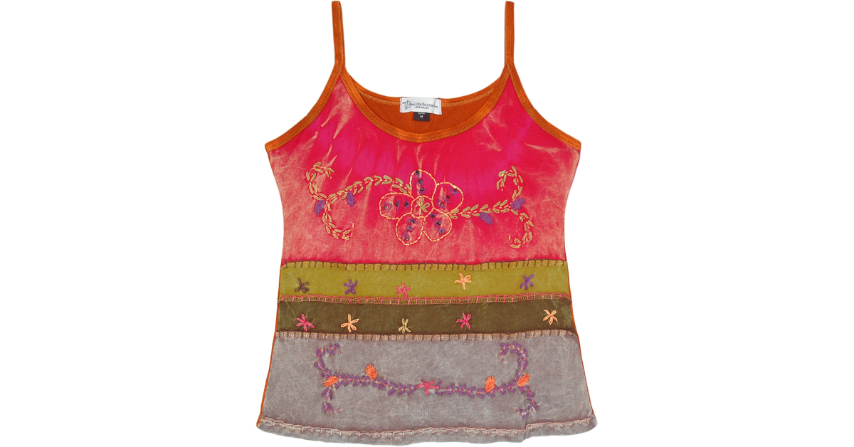 Happy Spring Garden Tank Top with Floral Embroidery | Tunic Happy Spring Garden Tank Top with Floral Embroidery | Tunic