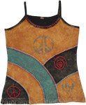 Peace Pathways Hippie Tank Top with Embroidery Motifs