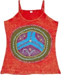 Summer Red Tank Top with Stonewashed Cotton Fabric [8706]