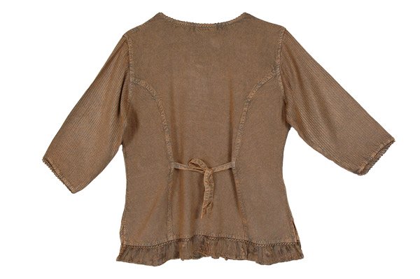 Plus Size Rustic Brown Blouse with Embroidered Motifs