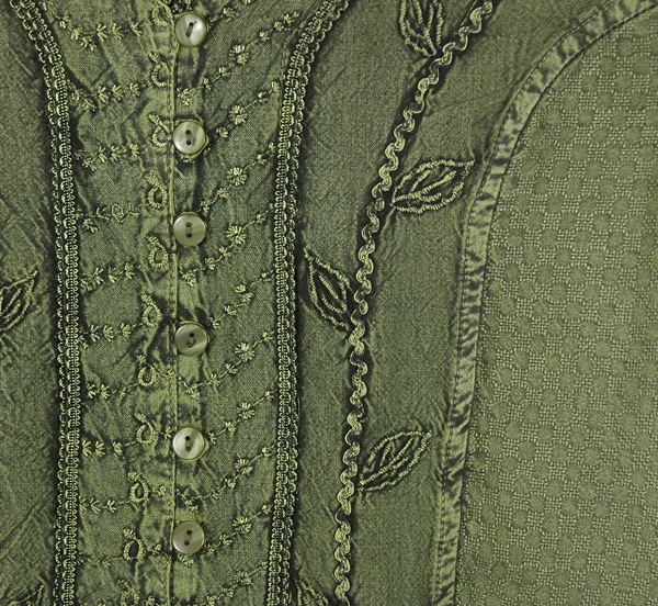 Sage Green Free Size Bohemian Tunic Shirt with Embroidery