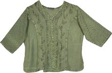 Olive Brass Bohemian Plus Size Tunic Shirt