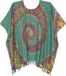 Vibrant Summer Poncho with Feathered Tassles [8932]