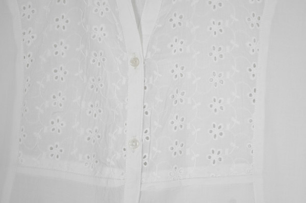 Ivory Beauty White Cotton Buttoned Shirt with Embroidery