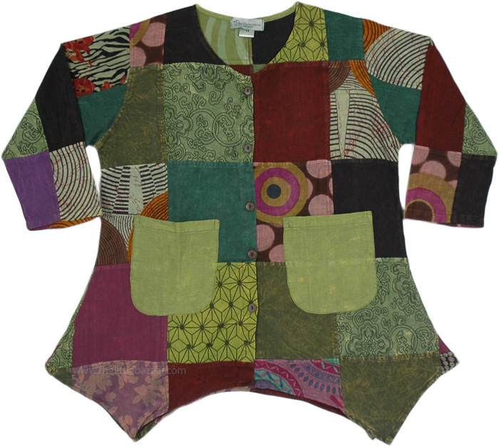 Bohemian Floral Garden Patchwork Tunic Top