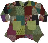 Mixed Patchwork Summer Top with Pockets [9078]