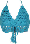 Turquoise Crochet Bralette Top with Tassel