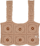 Daisy Dunes Beige Bohemian Sleeveless Crochet Top