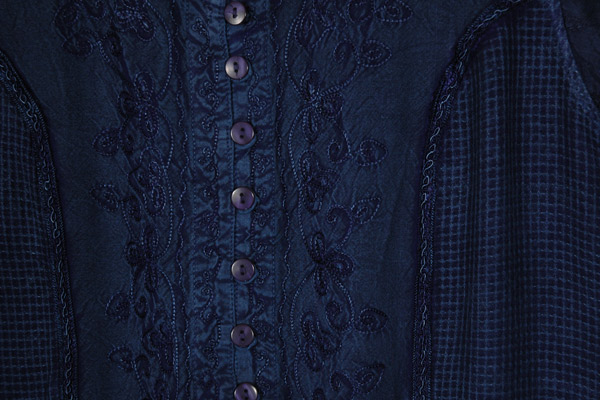 Prussian Blue Bohemian Tunic Shirt with Embroidery