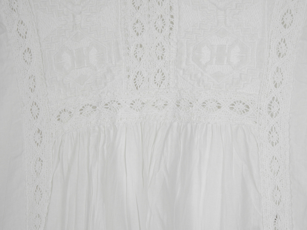 Pure White Cotton Top with Embroidery and Crochet Lace